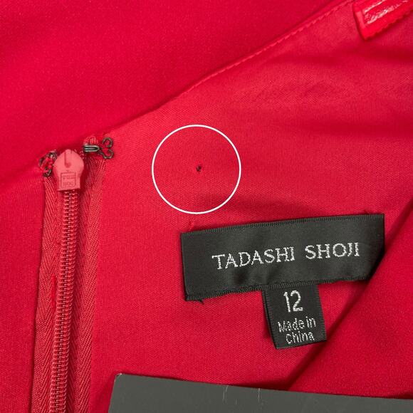 Tadashi Shoji One Shoulder Lace Insert Gown Geranium Red Size 12 - Picture 14 of 15